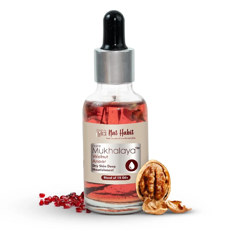 Nat Habit Walnut Anaar Mukhalaya Face Oil For Dry Skin Nat Habit Walnut Anaar Mukhalaya Face Oil For Dry Skin-Pack Size-30 ml