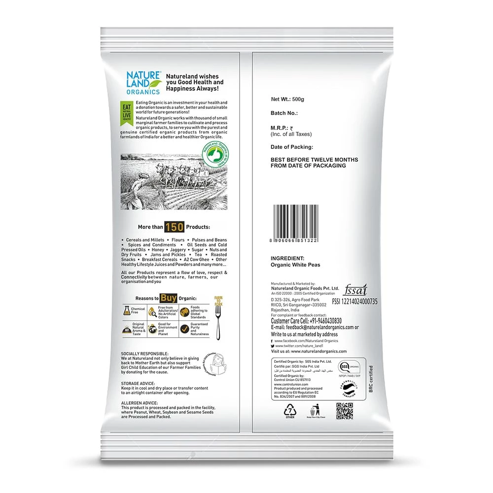 Natureland Organics White Peas - Image 2