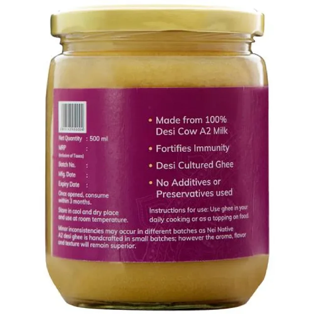 Nei Native A2 Cultured Cow Ghee - Rich In Flavour & Aroma - Image 2