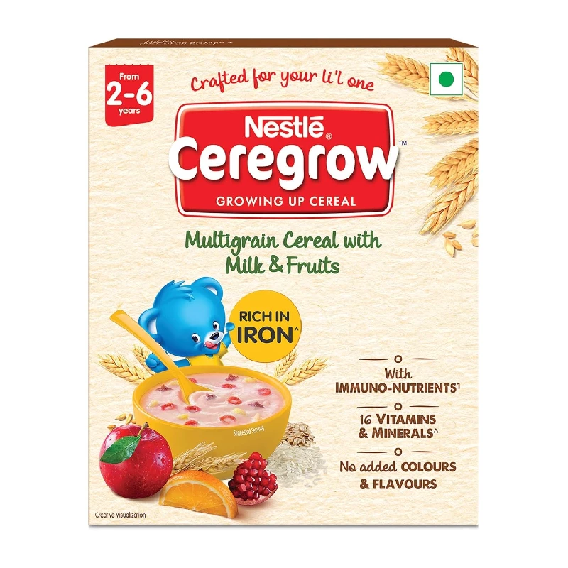 Nestle Ceregrow Kids Multigrain Cereal with Milk & Fruits Nestle Ceregrow Kids Multigrain Cereal with Milk & Fruits-Pack Size-300 g