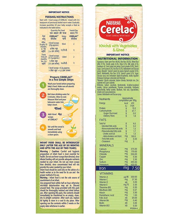 Nestle Cerelac Baby Cereal With Milk - Khichdi With Vegetables & Ghee - Image 2