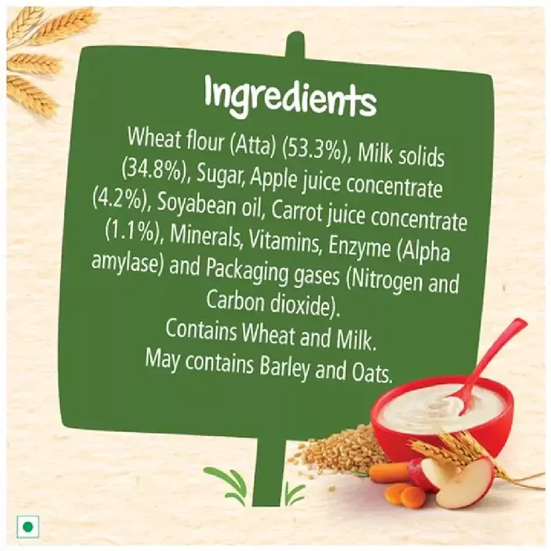 Nestle Cerelac Baby Cereal With Milk - Wheat Apple Carrot - Image 3