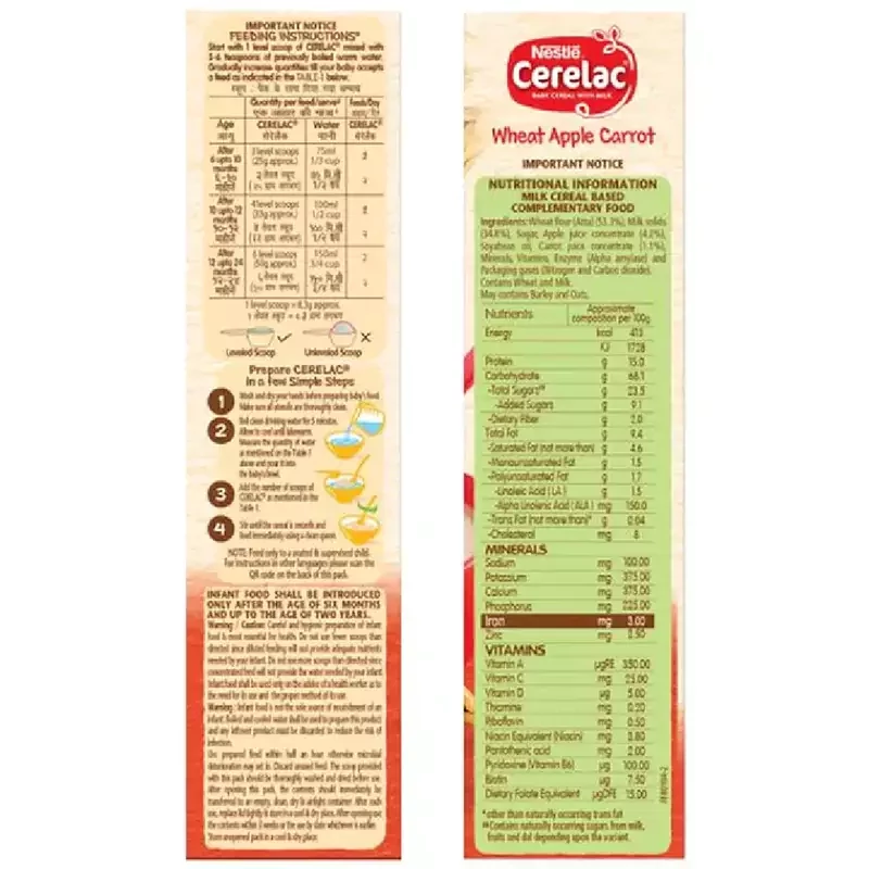 Nestle Cerelac Baby Cereal With Milk - Wheat Apple Carrot - Image 5