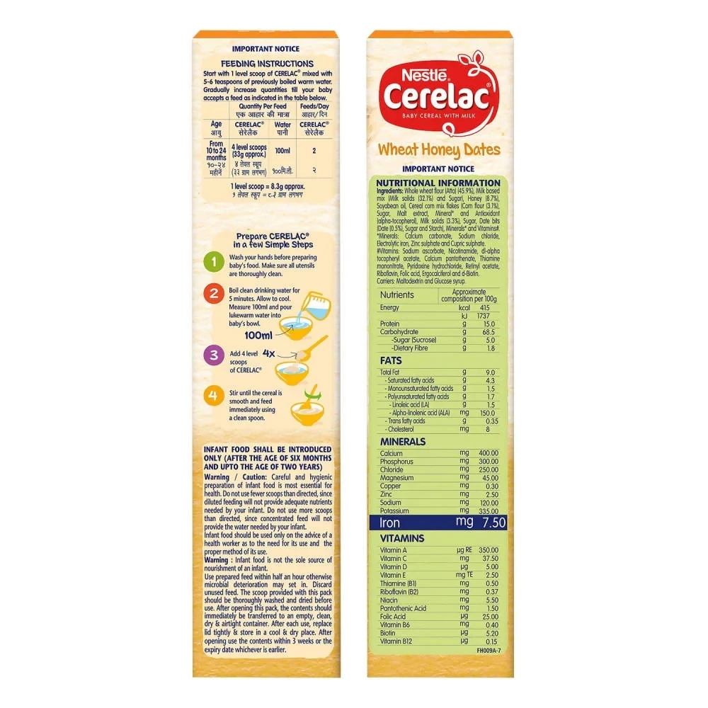 Nestle Cerelac Baby Cereal with Milk - Wheat Honey Dates - Image 5
