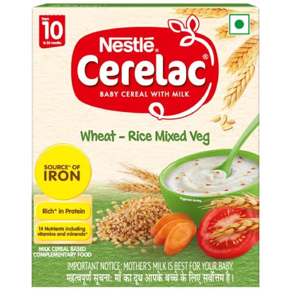 Nestle Cerelac Baby Cereal with Milk - Wheat-Rice Mixed Veg, From 10 to 24 Months