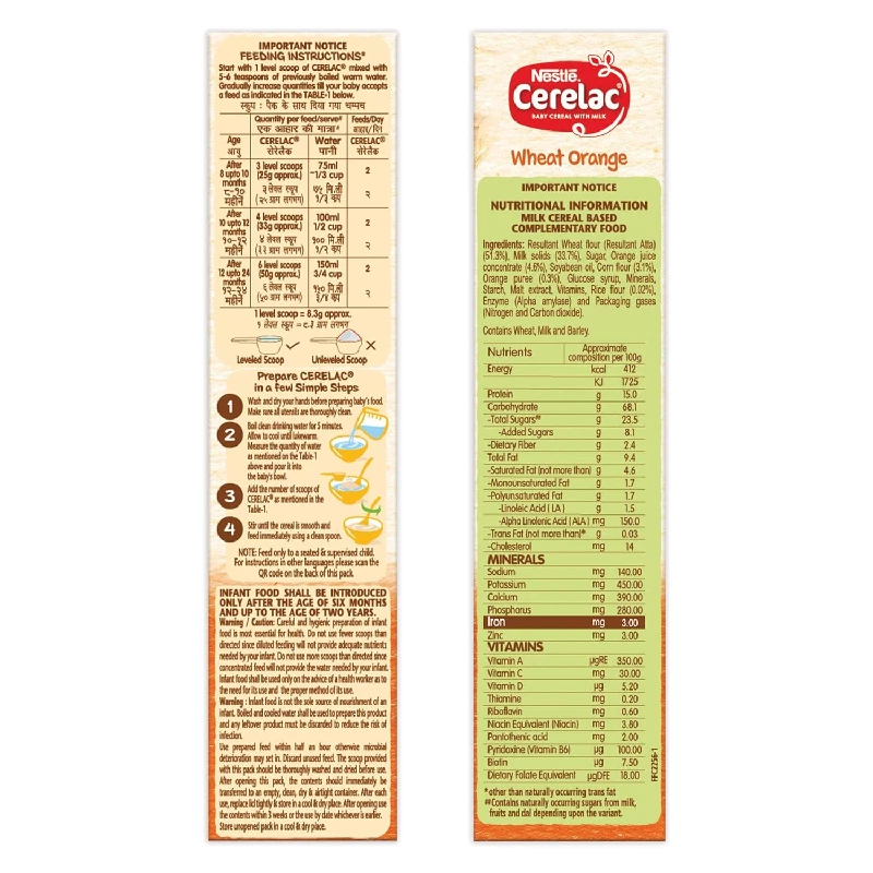Nestle Cerelac Baby Cereal with Milk with Wheat Orange From 8 to 24 Months Stage 2 - Image 4