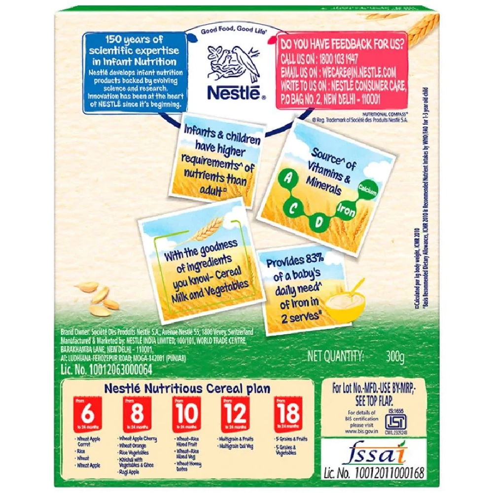 Nestle Cerelac Baby Cereal with Milk, Multigrain Dal Veg 12 Months - Image 2