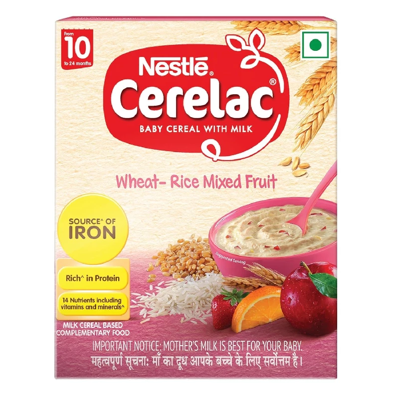 Nestle Cerelac Baby Cereal with Milk, Wheat - Rice Mixed Fruit From 10 to 24 Months Stage 3 Nestle Cerelac Baby Cereal with Milk, Wheat - Rice Mixed Fruit From 10 to 24 Months Stage 3-Pack Size-300 g