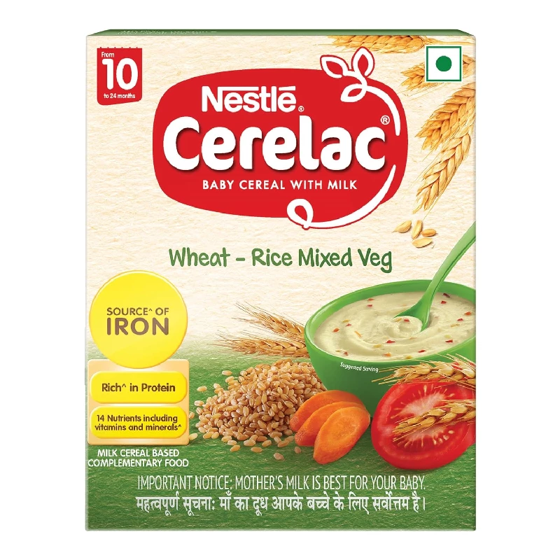 Nestle Cerelac Baby Cereal with Milk, Wheat - Rice Mixed Veg From 10 to 24 Months Stage 3 Nestle Cerelac Baby Cereal with Milk, Wheat - Rice Mixed Veg From 10 to 24 Months Stage 3-Pack Size-300 g