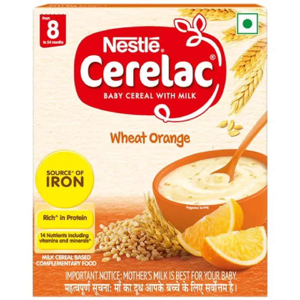 Nestle Cerelac Baby Cereal with Milk, Wheat Orange, From 8 To 24 Months