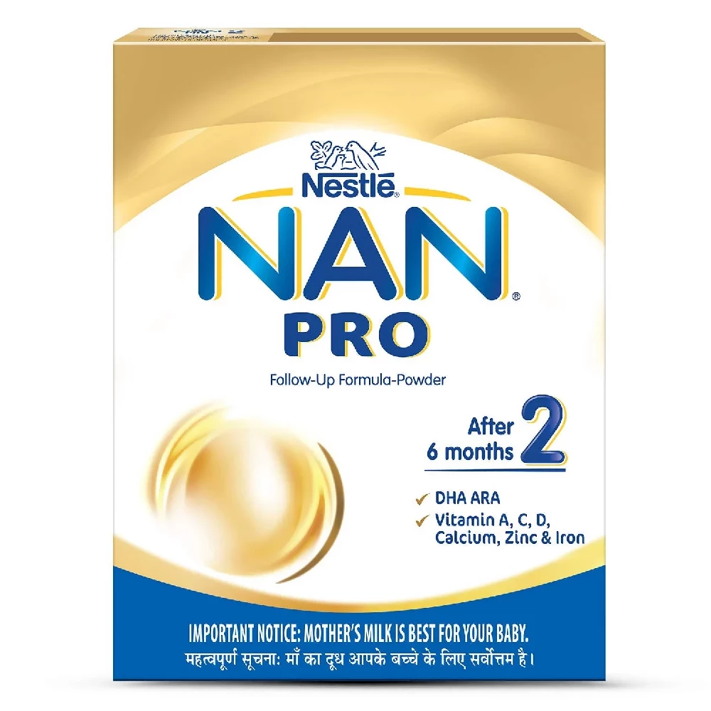 Nestle Nan Pro 2 Follow-Up Formula Powder After 6 Months Stage 2 For Infants Nestle Nan Pro 2 Follow-Up Formula Powder After 6 Months Stage 2 For Infants-Pack Size-400 g