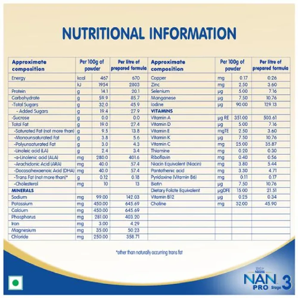 Nestle Nan Pro 3 Follow-Up Formula Powder After 12 Upto 18 Months Infants Stage 3 - Image 4