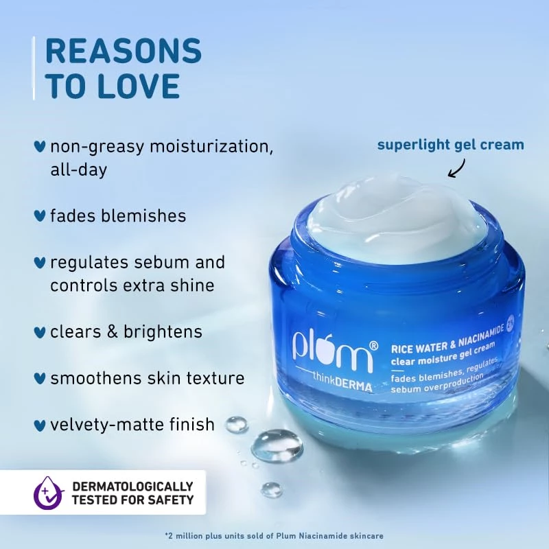Plum Niacinamide & Rice Water Super Light Gel Cream - Image 2
