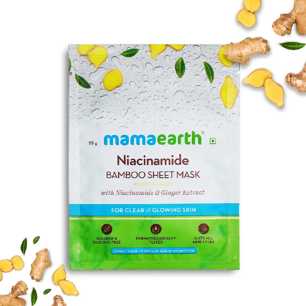Niacinamide Bamboo Sheet Mask With Niacinamide And Ginger Extract For Clear And Glowing Skin
