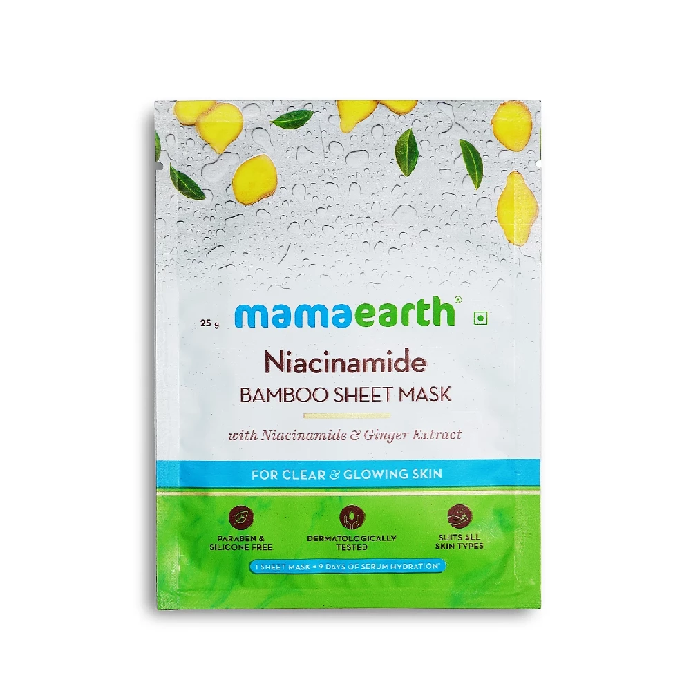 Niacinamide Bamboo Sheet Mask with Niacinamide and Ginger Extract for Clear and Glowing Skin - Image 3
