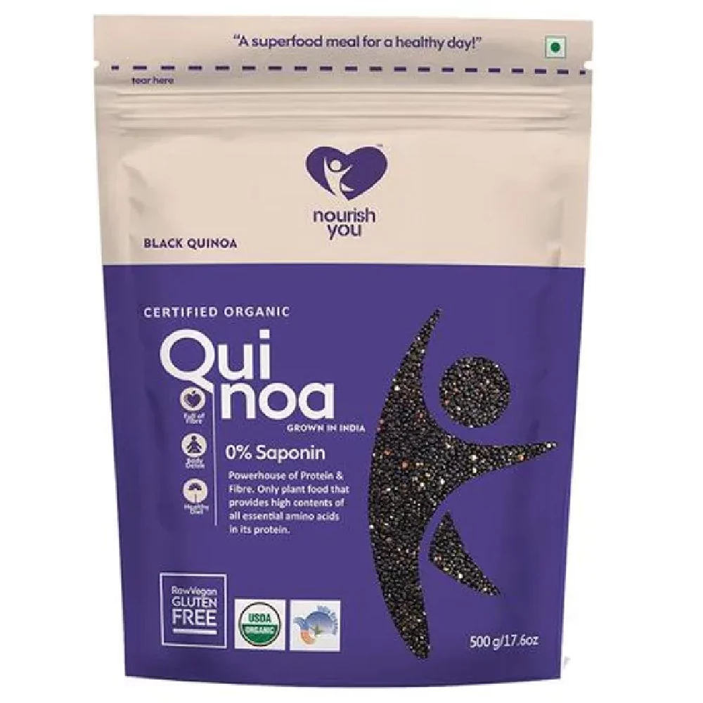 Nourish you Certified Organic Black Quinoa Nourish you Certified Organic Black Quinoa-Pack Size-500 g