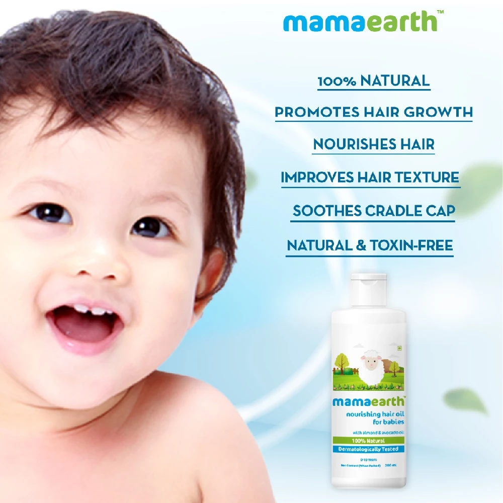 Mamaearth Nourishing Hair Oil for Babies with Almond and Avocado Oil - Image 3