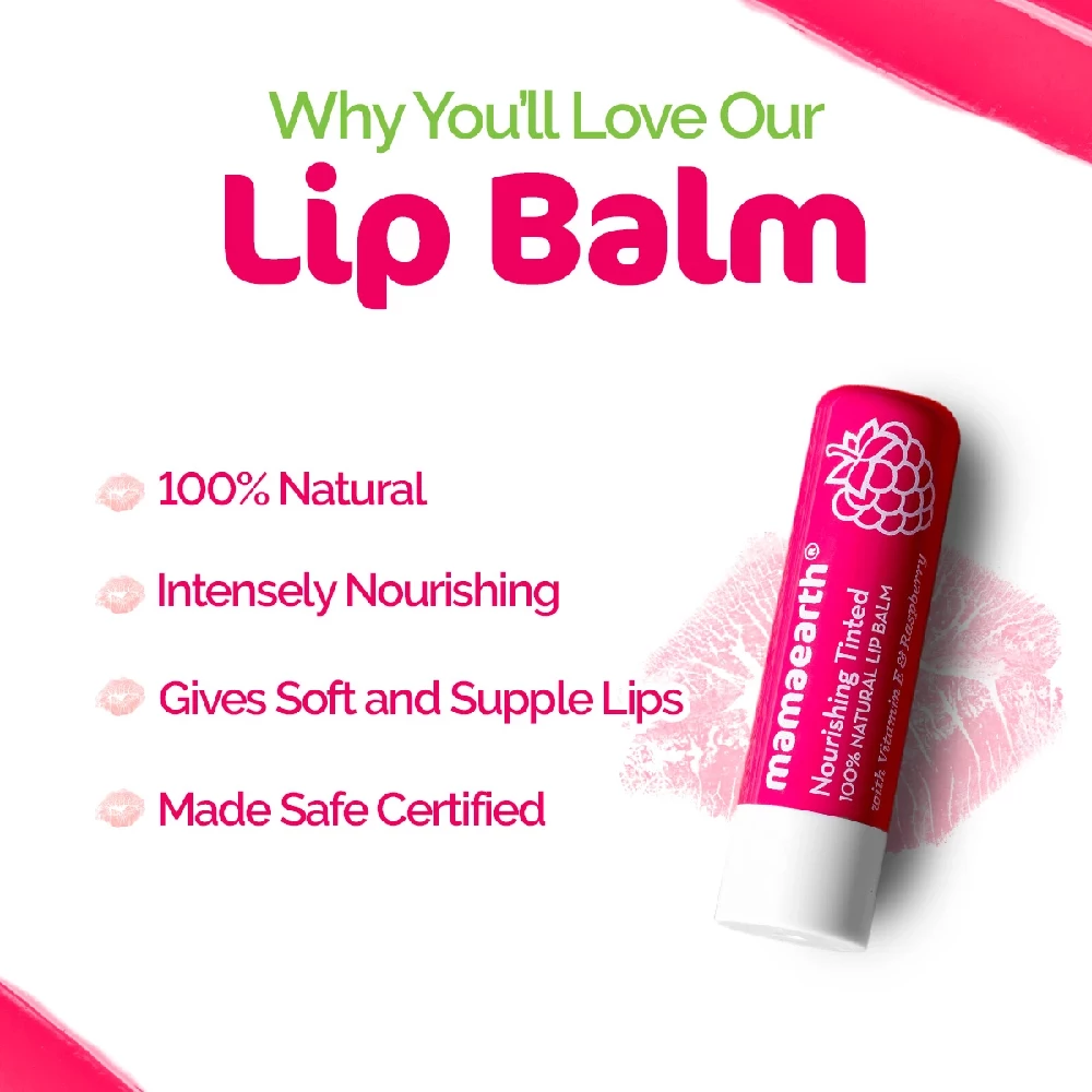 Nourishing Tinted 100% Natural Lip Balm with Vitamin E and Raspberry for Soft & Supple Lips - Image 2