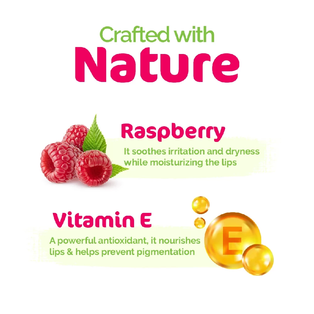 Nourishing Tinted 100% Natural Lip Balm with Vitamin E and Raspberry for Soft & Supple Lips - Image 3