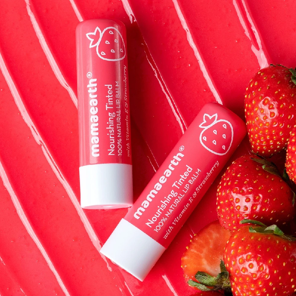 Nourishing Tinted 100% Natural Lip Balm with Vitamin E and Strawberry for Soft & Supple Lips - Image 2