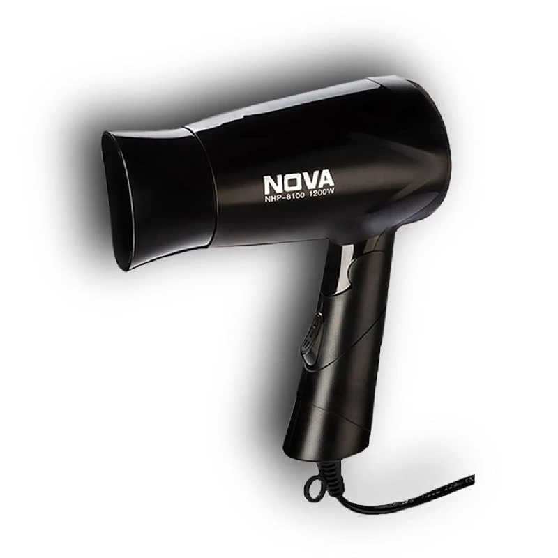 Nova NHP 8100-1200 Watts Foldable Hair Dryer- Black Nova NHP 8100-1200 Watts Foldable Hair Dryer- Black-Pack Size-250 g