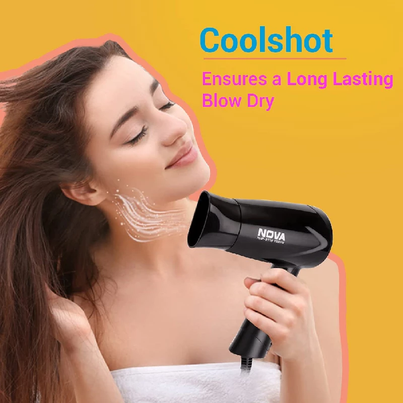 Nova NHP 8100-1200 Watts Foldable Hair Dryer- Black - Image 2