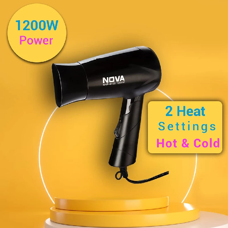 Nova NHP 8100-1200 Watts Foldable Hair Dryer- Black - Image 3