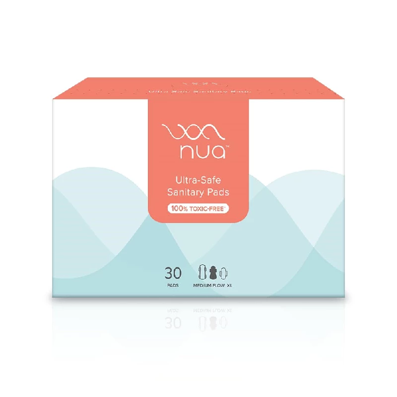 Nua Ultra-Safe Medium-XL Sanitary Pads Nua Ultra-Safe Medium-XL Sanitary Pads-Pack Size-30 Pads