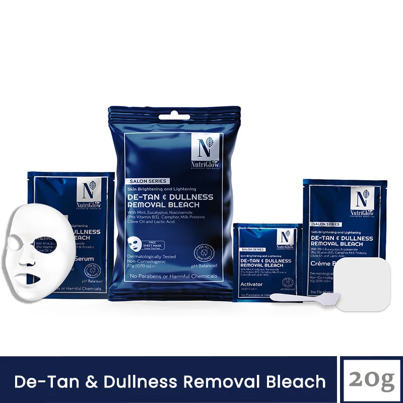 NutriGlow Advanced Organics De-Tan & Dullness Removal Bleach NutriGlow Advanced Organics De-Tan & Dullness Removal Bleach-Pack Size-20 g