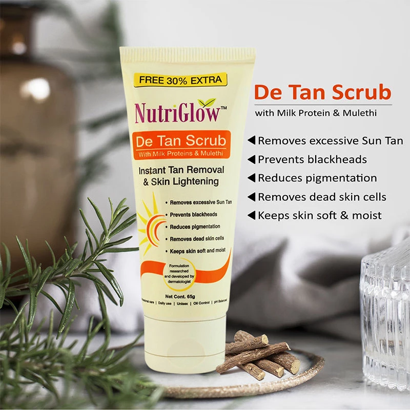 NutriGlow De Tan Scrub For Instant Tan Removal & Skin Lightening - Image 3