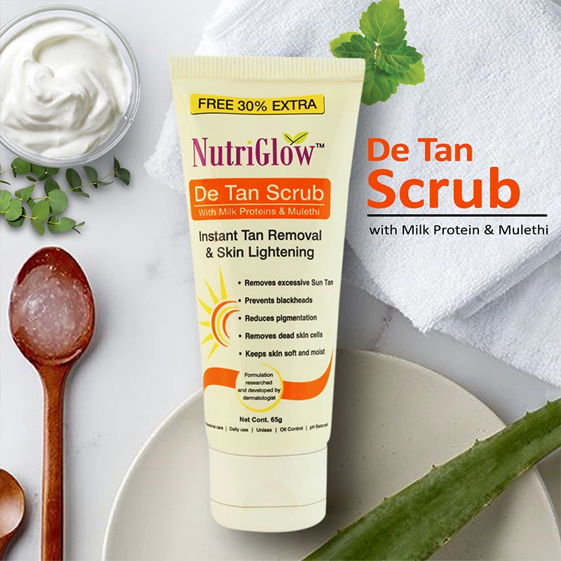 NutriGlow De Tan Scrub For Instant Tan Removal & Skin Lightening - Image 4