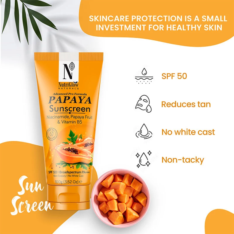 NutriGlow Natural's Advanced Pro Formula Papaya Sunscreen SPF 50 PA+++ - Image 3