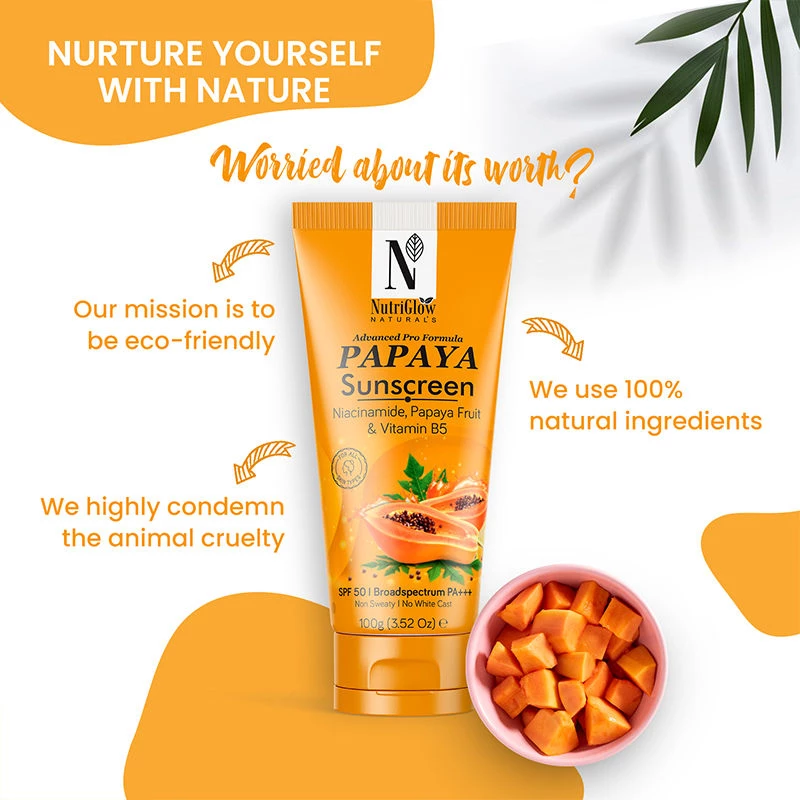 NutriGlow Natural's Advanced Pro Formula Papaya Sunscreen SPF 50 PA+++ - Image 4