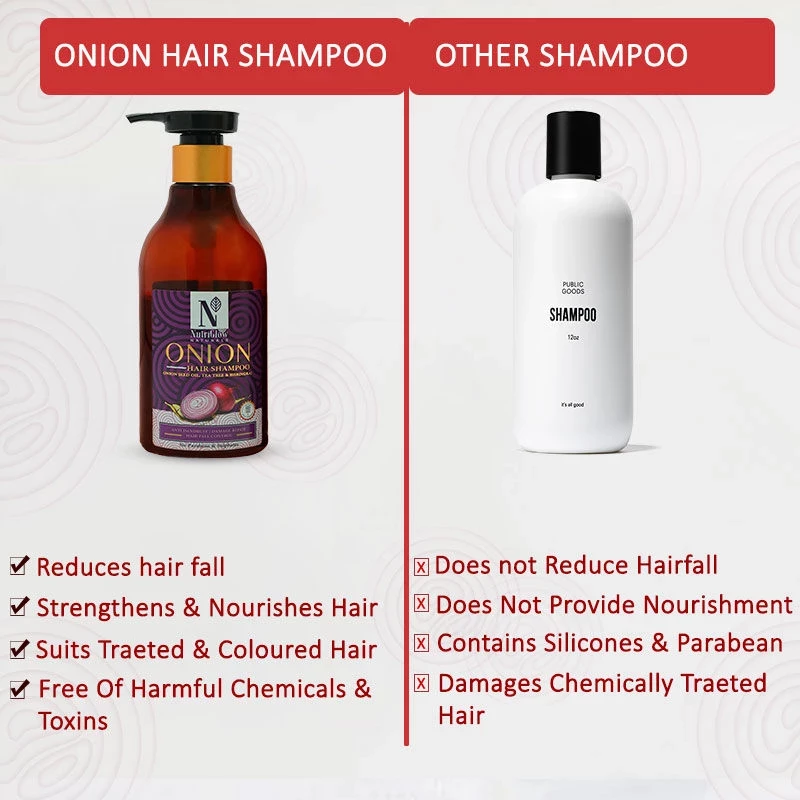 NutriGlow Natural's Onion Hair Shampoo for Damage Repair - Anti Dandruf - Image 5