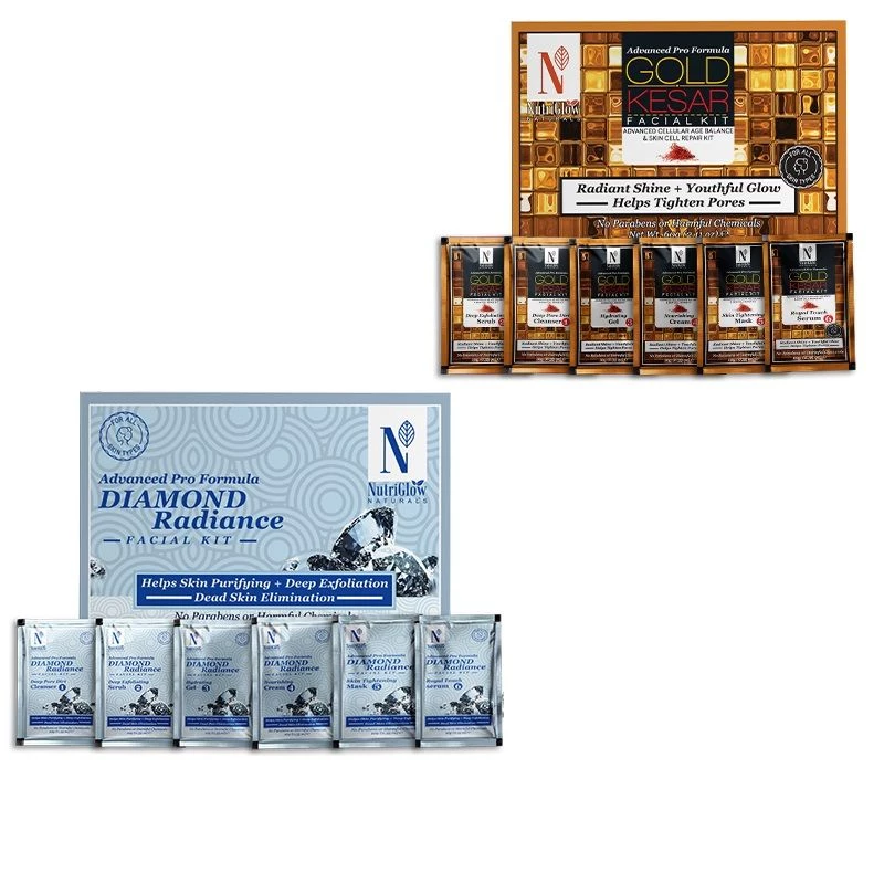 NutriGlow Naturals Advanced Pro Facial Kit - Gold Kesar + Diamond Radiance - Image 2