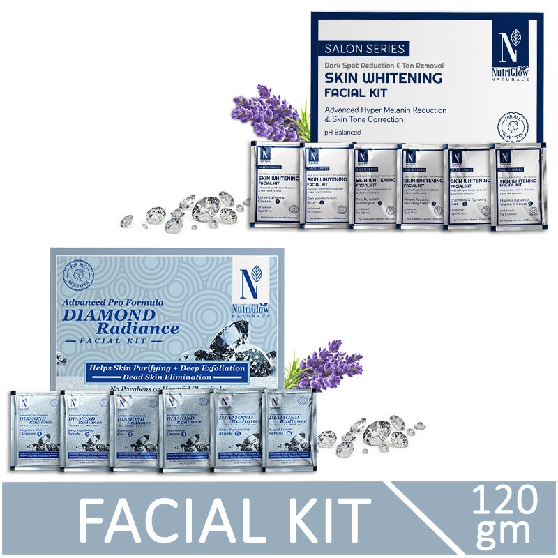 NutriGlow Naturals Advanced Pro Facial Kit - Skin Whitening + Diamond Radiance NutriGlow Naturals Advanced Pro Facial Kit - Skin Whitening + Diamond Radiance-Pack Size-120 g