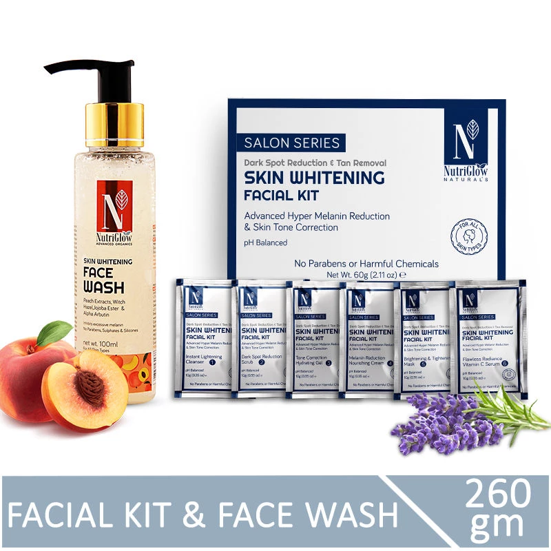 NutriGlow Naturals Advanced Pro Skin Whitening - Facial Kit + Face Wash NutriGlow Naturals Advanced Pro Skin Whitening - Facial Kit + Face Wash-Pack Size-160 ml
