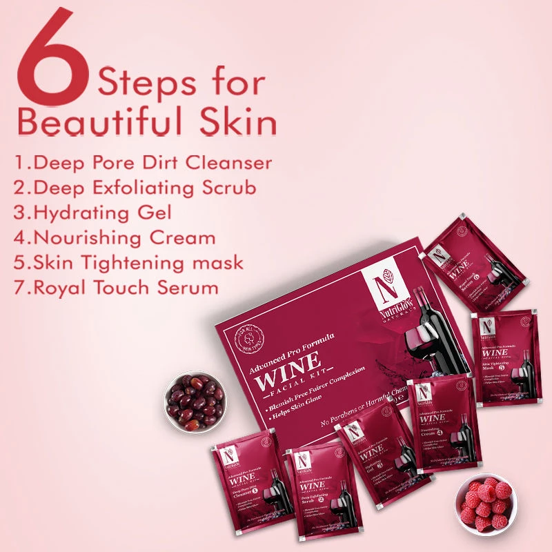 NutriGlow Naturals Advanced Pro Wine Combo Pack - Facial Kit + Bleach Cream + Face Wash - Image 4