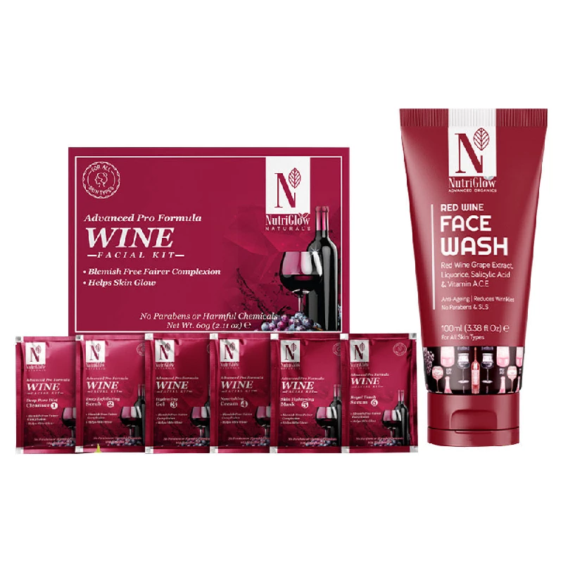 NutriGlow Naturals Advanced Pro Wine Facial Kit & Face Wash - Image 2