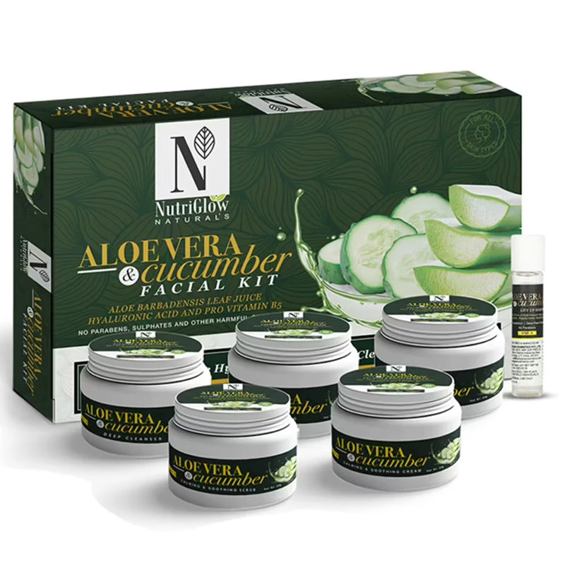 NutriGlow Naturals Aloe Vera & Cucumber Facial Kit With Hyaluronic Acid and Pro Vitamin B5 - Image 2