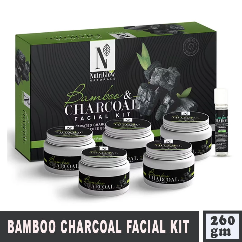 NutriGlow Naturals Bamboo & Charcoal Facial Kit For Glowing Skin & Detoxifies Skin NutriGlow Naturals Bamboo & Charcoal Facial Kit For Glowing Skin & Detoxifies Skin-Pack Size-260 g