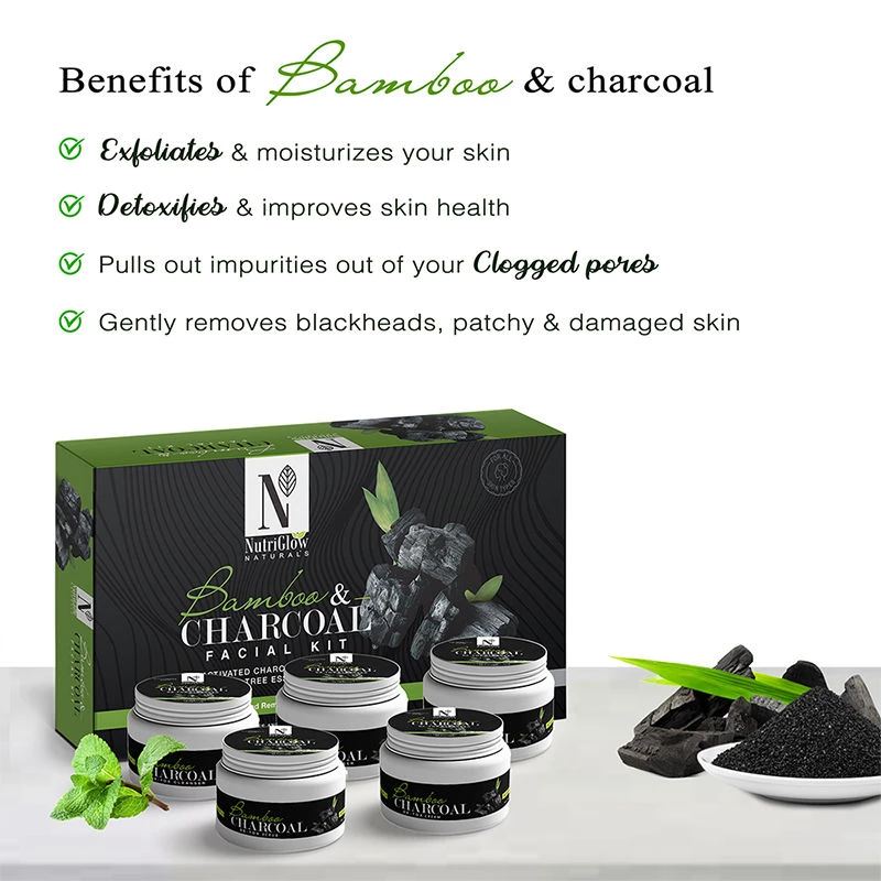NutriGlow Naturals Bamboo & Charcoal Facial Kit For Glowing Skin & Detoxifies Skin - Image 3