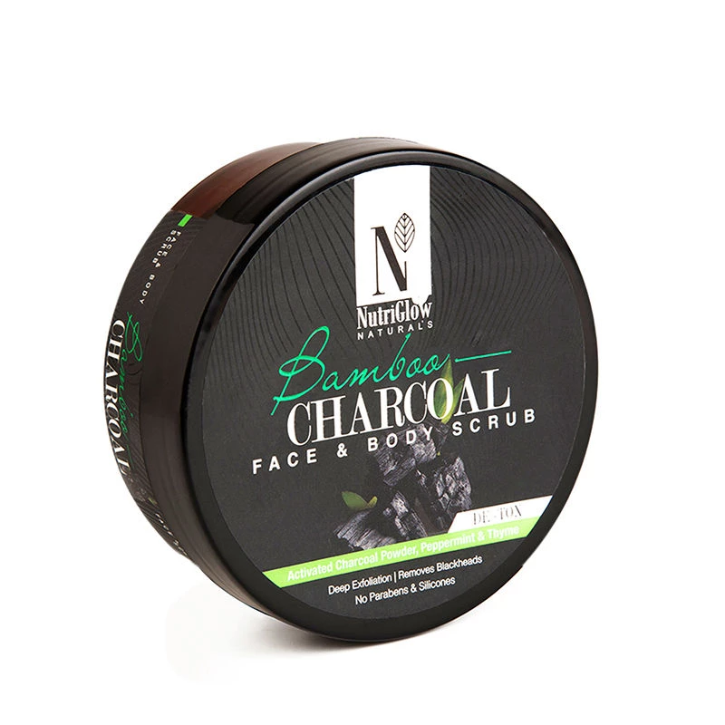 NutriGlow Naturals Bamboo Charcoal Face & Body Scrub With Activated Charcoal Powder - Image 2