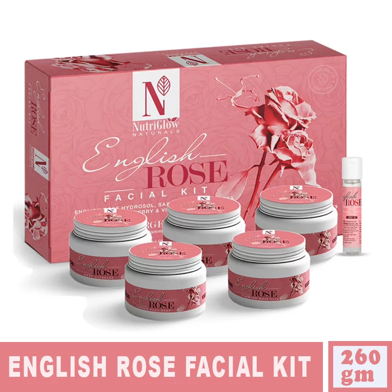 NutriGlow Naturals English Rose Facial Kit With 100% English Rose Hydrosols NutriGlow Naturals English Rose Facial Kit With 100% English Rose Hydrosols-Pack Size-260 g