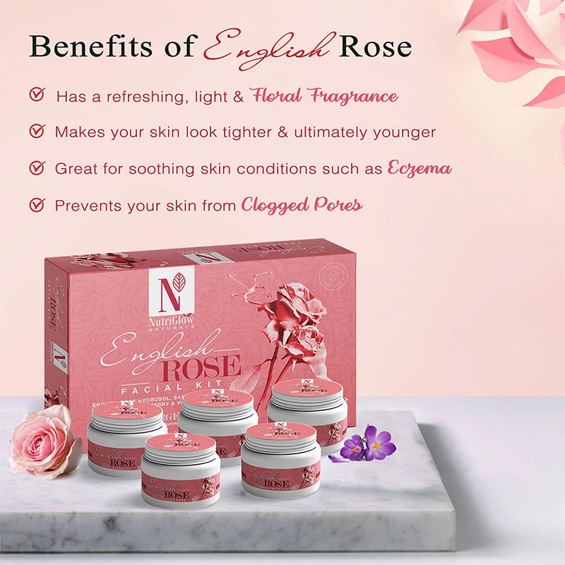 NutriGlow Naturals English Rose Facial Kit With 100% English Rose Hydrosols - Image 3