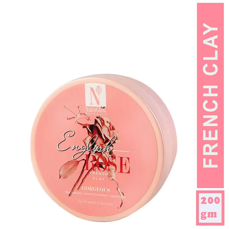 NutriGlow Naturals English Rose French Clay For Skin Tightening NutriGlow Naturals English Rose French Clay For Skin Tightening-Pack Size-200 g