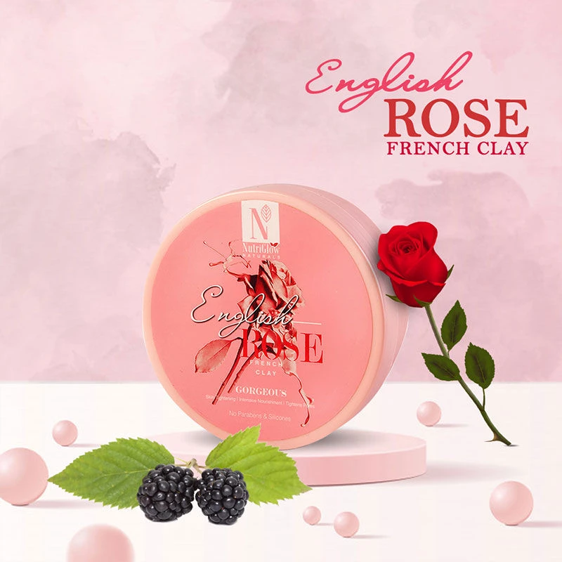 NutriGlow Naturals English Rose French Clay For Skin Tightening - Image 3