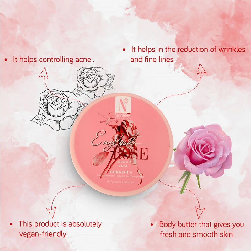 NutriGlow Naturals English Rose French Clay For Skin Tightening - Image 4