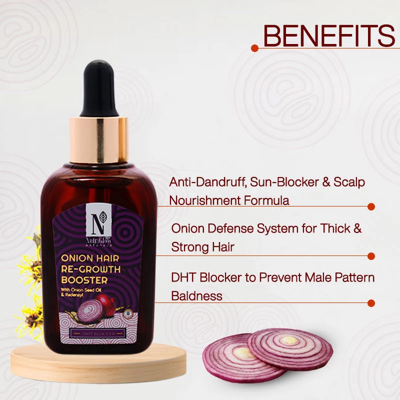 NutriGlow Naturals Onion Hair Re-Growth Booster For Thinning & Receding Hair - Image 3