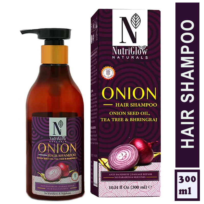 NutriGlow Naturals Onion Hair Shampoo For Damage Repair-Anti Dandruff NutriGlow Naturals Onion Hair Shampoo For Damage Repair-Anti Dandruff-Pack Size-300 ml